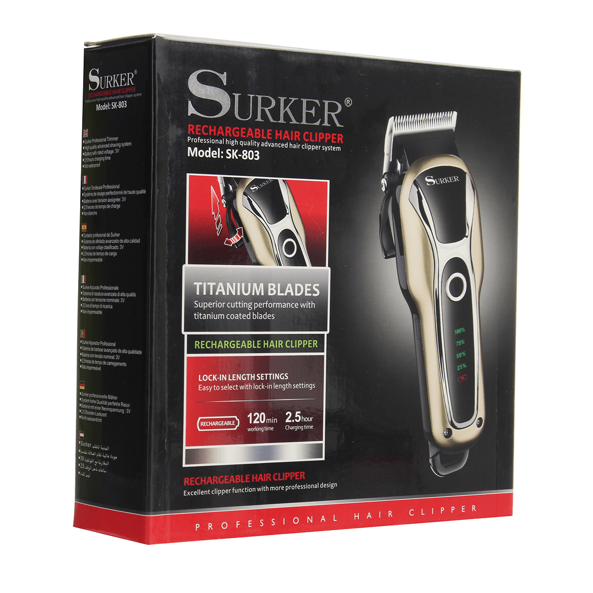 Surker SK-803 Pantalla LCD Cortadora de cabello eléctrica Peine de corte de cabeza desmontable de alta potencia