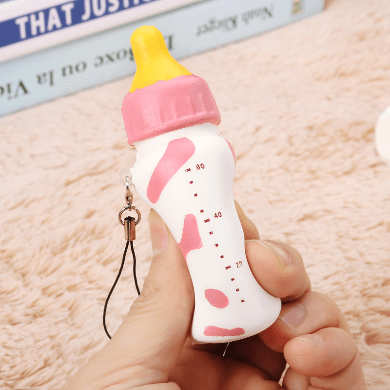 Squishy Milk Nursing Bottle Toy Cute Kawaii Phone Bag Strap Pendant 10X4Cm