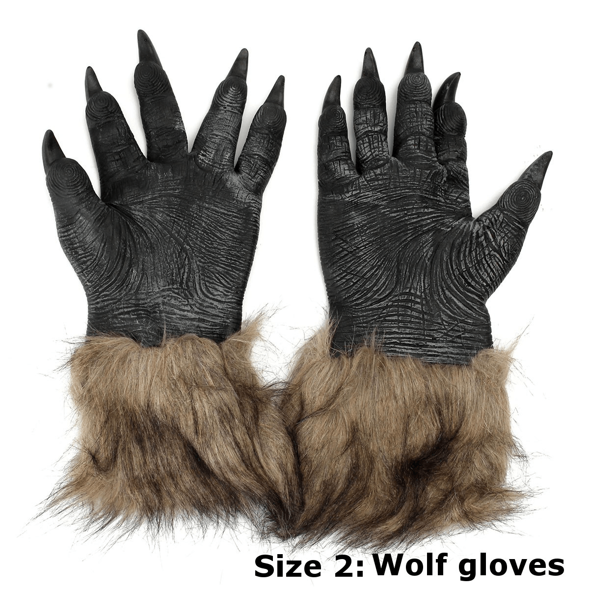 1/2PC Latex Rubber Wolf Head Hair Mask Werewolf Gloves Party Scary Halloween Cosplay