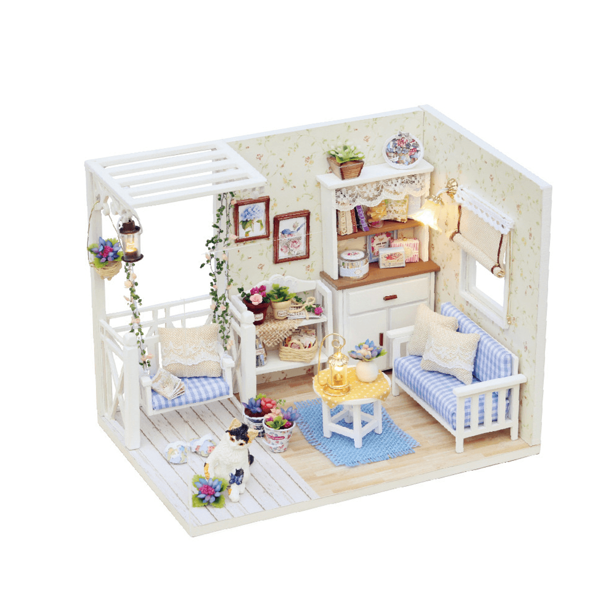 Wooden Multi-Style 3D DIY Handmade Assemble Doll House Miniature Kit with Furniture LED Light Education Toy for Kids Gift Collection