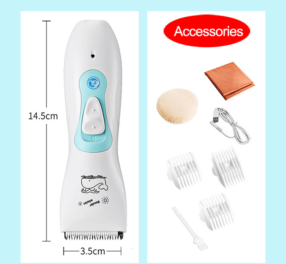 Baby Hair Clipper Set Rechargeable IPX-7 Waterproof Child Hair Trimmer Home Use DIY Hair-Cutting Set