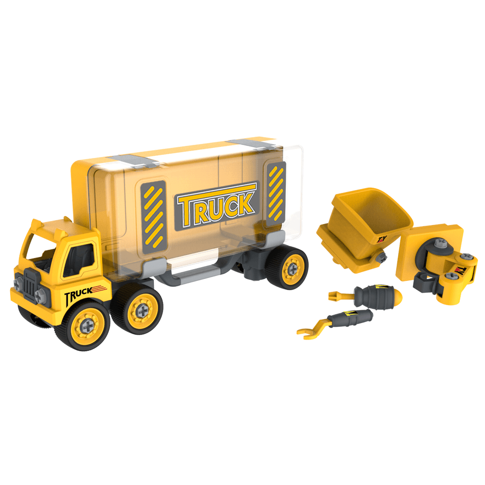 4 in 1 Detachable Puzzle DIY Truck Assembled Engineering Vehicle Loading and Unloading Crane Diecast Model Toy