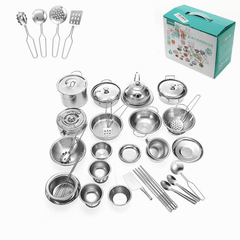 ENPEI 40PCS Mini Kitchenware Play Set Kitchen Pan Pot Dish Stainless Child Kids Role Play Toy Gift