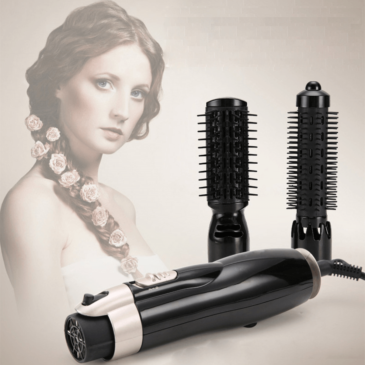 2-in-1-Profi-Haartrockner, Kamm, nasses/trockenes Haar, Glätteisen, Styling, Locken