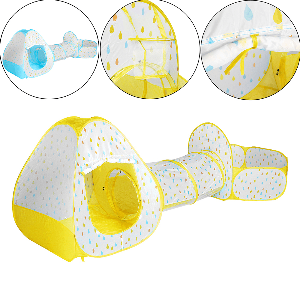 3-in-1-Gelb/Blau-Spielballbecken, Krabbeltunnel, Faltzelt für Kinderspiele