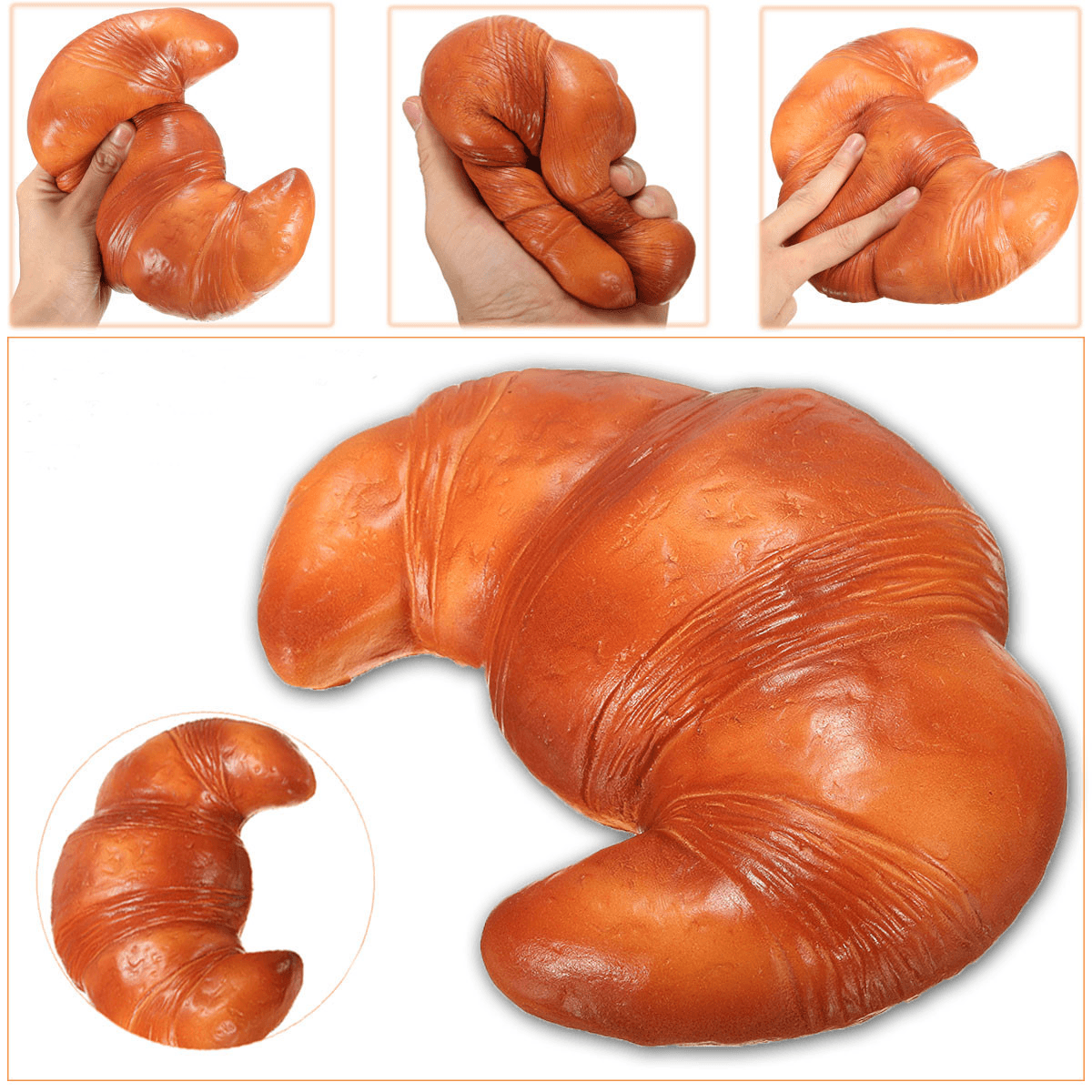 Areedy 18 cm Croissant-Squishy-Duft, lizenziertes, superlangsam aufgehendes Brot mit Originalverpackung