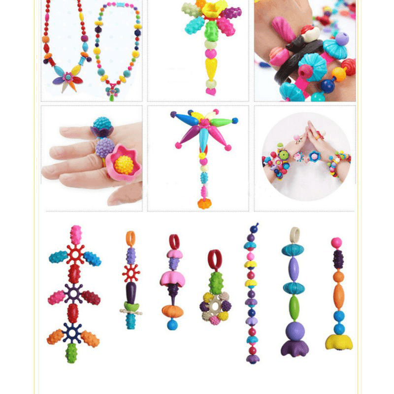 Pop-Arty DIY Beads Girl Necklace Bracelet Jewelry Set with Box Snap-Together Pop Jigsaw Puzzle Toy Gift