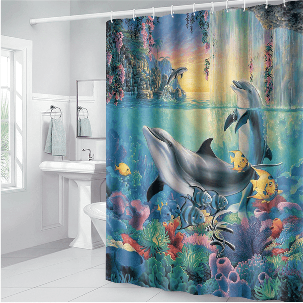 Bathroom Non-Slip European Marine Starfish Decoration Style Decoration Base Carpet Lid Toilet Cover Bathroom Mat Shower Curtain