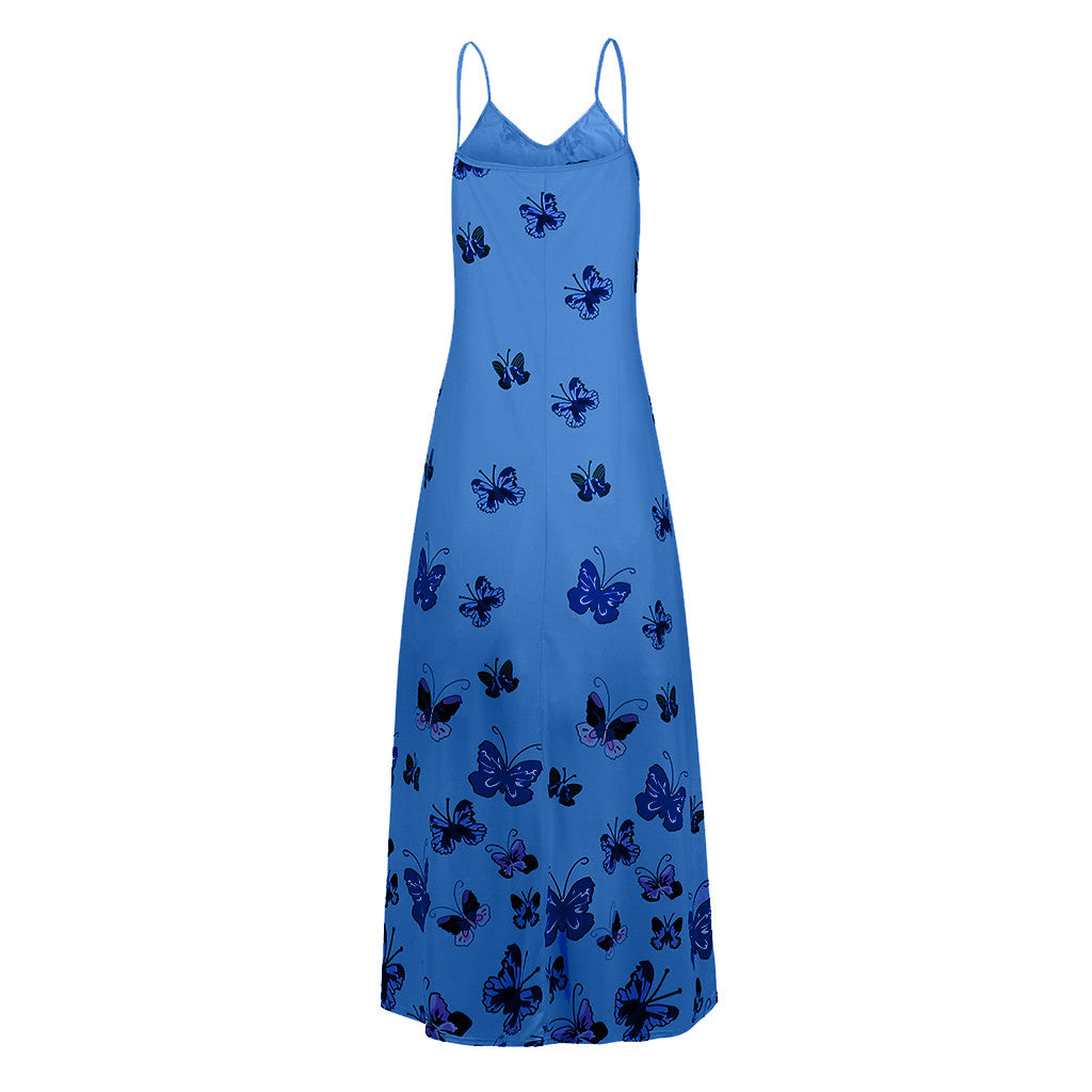 Butterfly print waistband dress