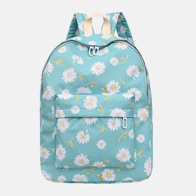 Women Nylon Daisy Casual Campus Backpack School Bag