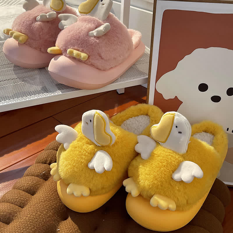 Pantoufles en peluche de canard de dessin animé mignon