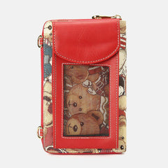 Women Bear Pattern 12 Card Slots Phone Purse Crossbody Bag Clutches Bag