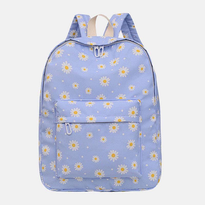 Women Nylon Daisy Casual Campus Backpack School Bag