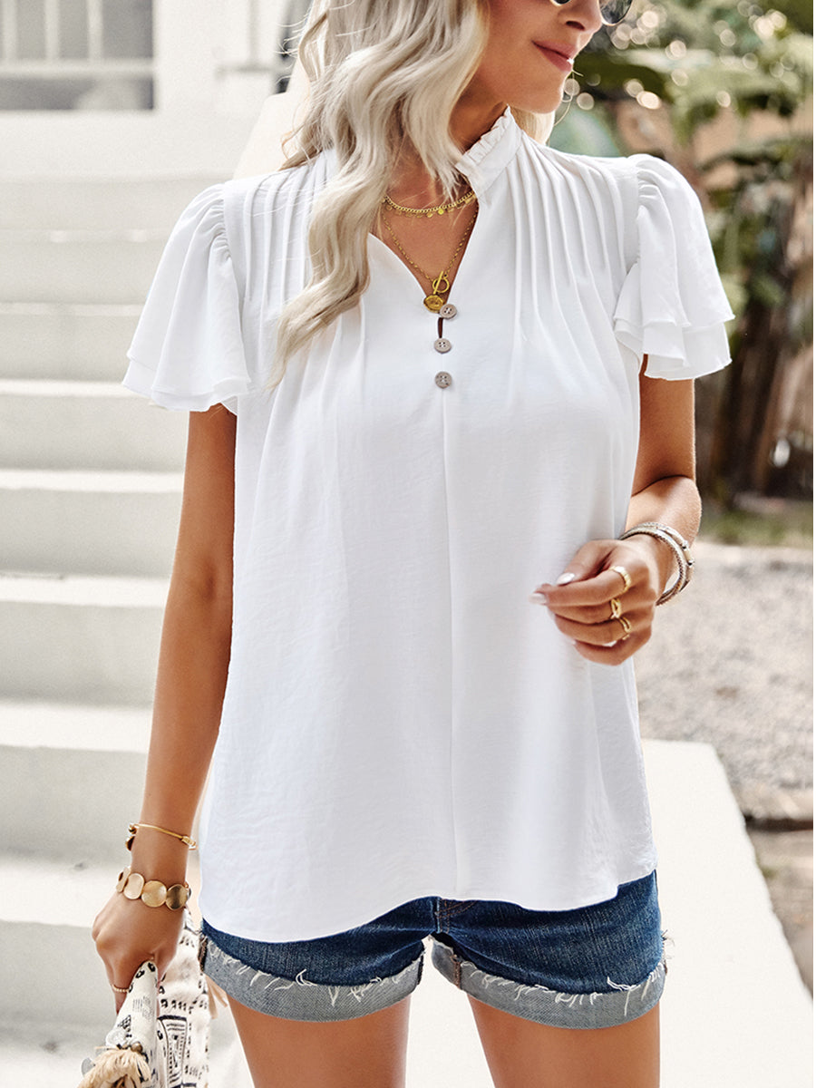 Women's T-Shirts Short Sleeve Elegant Ruffle T-Shirt