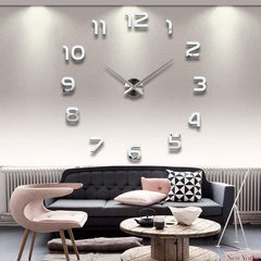 Rahmenlose 3D-Wanduhr, modern, stumm, große Spiegelfläche, DIY-Raum, Zuhause, Büro, Dekorationen 