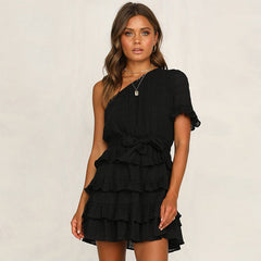 Ruffled one-shoulder dress