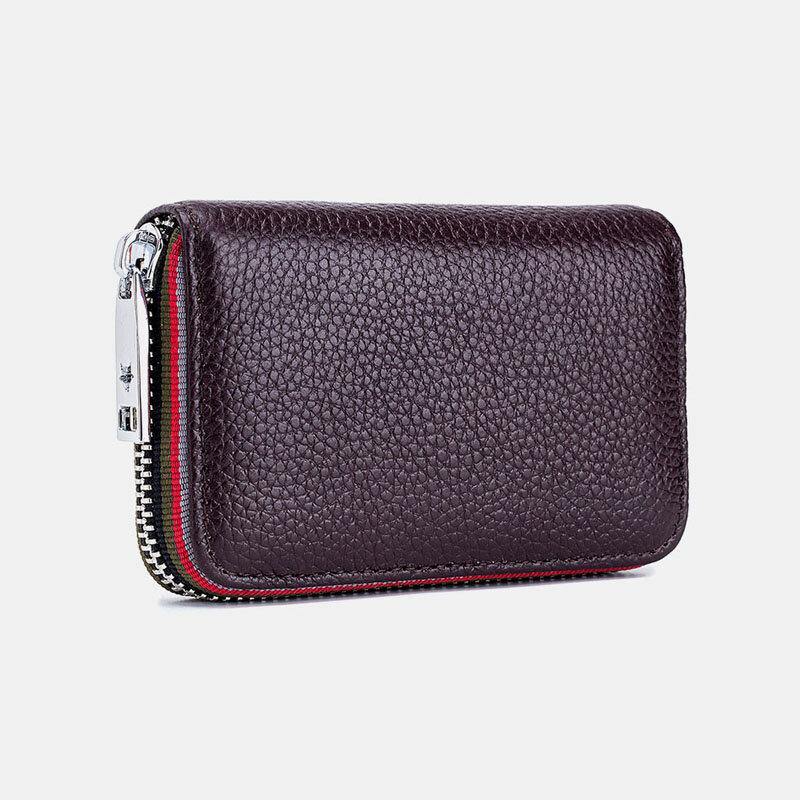 Women Genuine Leather Organ Design Multi Card Slot Small Card Holder Wallet