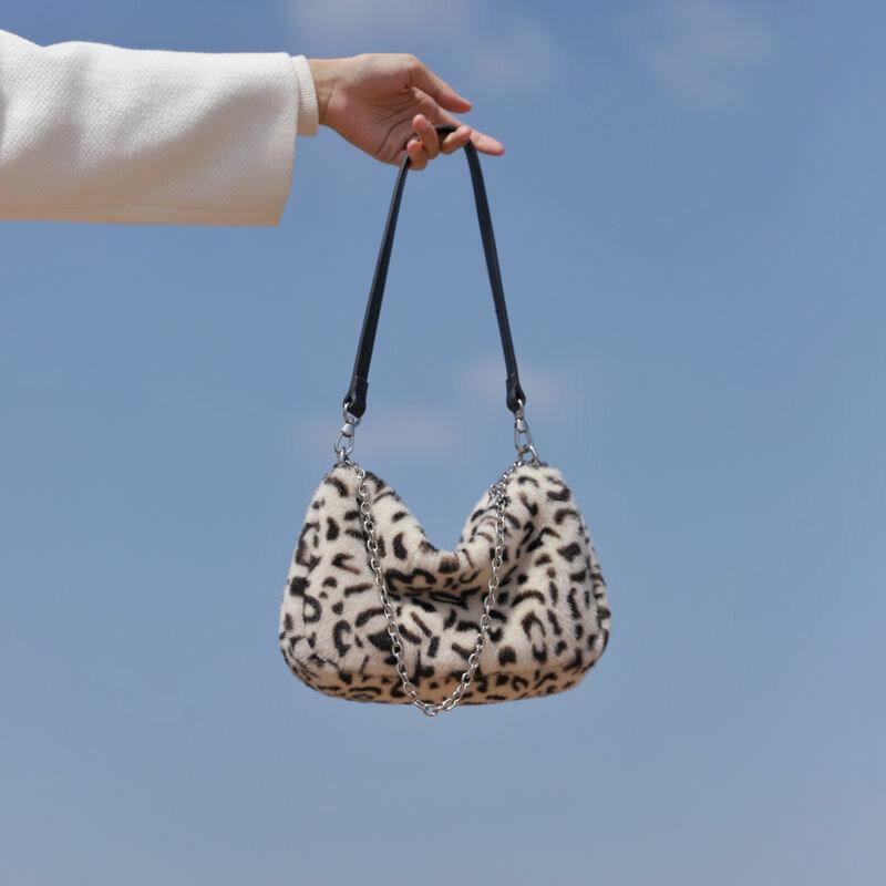 Las mujeres sintieron suave moda casual patrón de leopardo debajo del brazo Mini bolso de mano que combina con todo bolso de hombro 