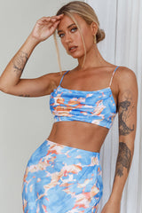 Well Versed Crop Top Abstract Blue