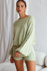 Modesto Long Balloon Sleeve Knit Sweater Apple