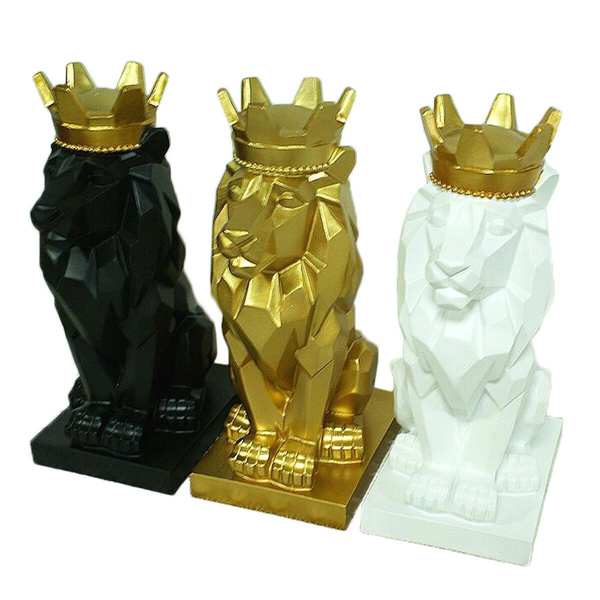 Nordic Handsome Crown Lion Harz Statue Handwerk Home Decor Skulpturen Geschenk 