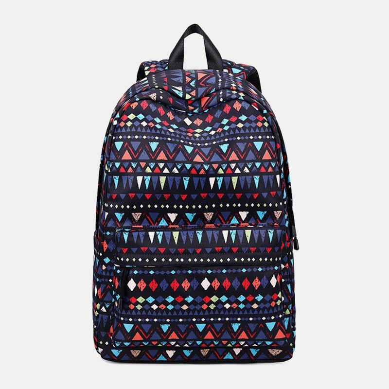 Women Waterproof Bohemian Printed National Backpack School Bag