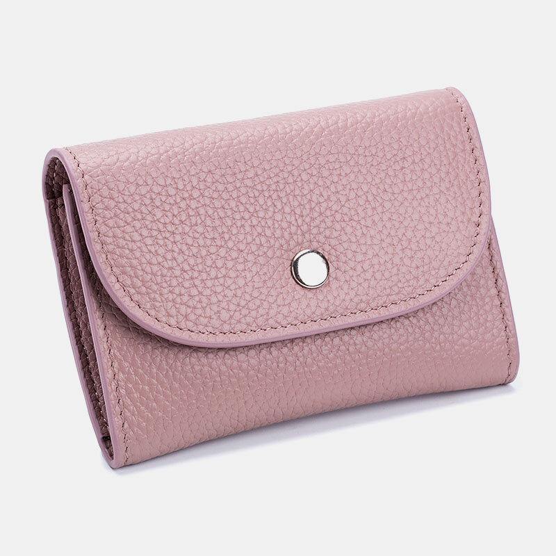 Women Genuine Leather Multifunction Lychee Pattern Coin Bag Small Wallet