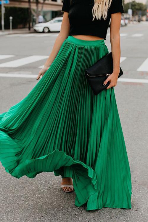 Love Poem Pleated Maxi Skirt