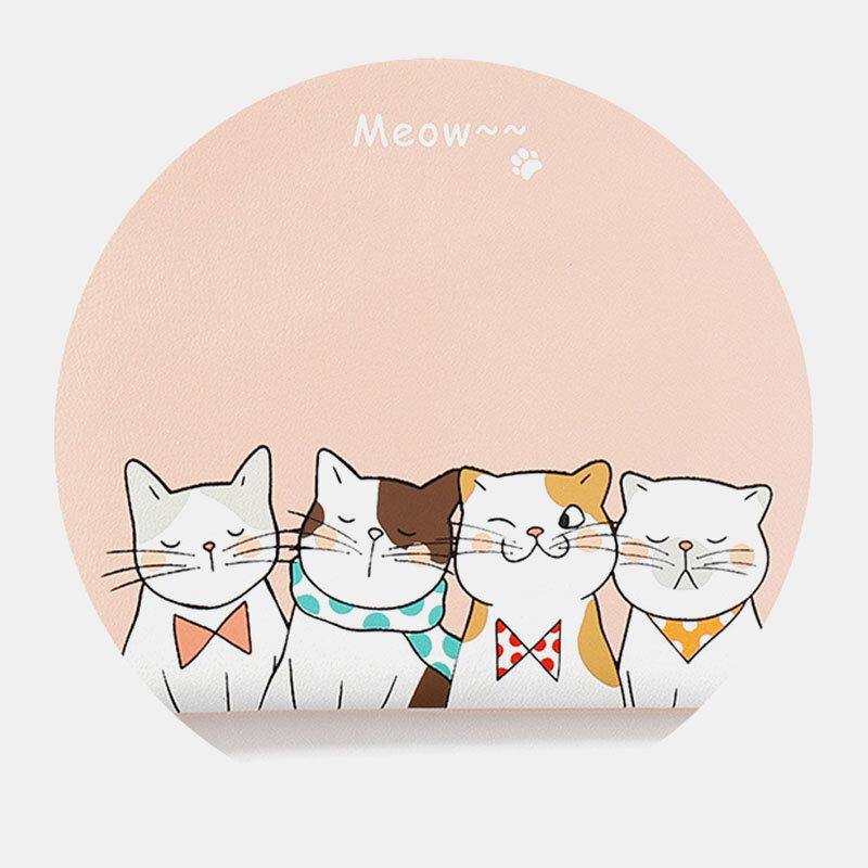 Women Faux Leather Cute Cartoon Cats Printing Ultra-thin Card Case Coin Bag Wallet