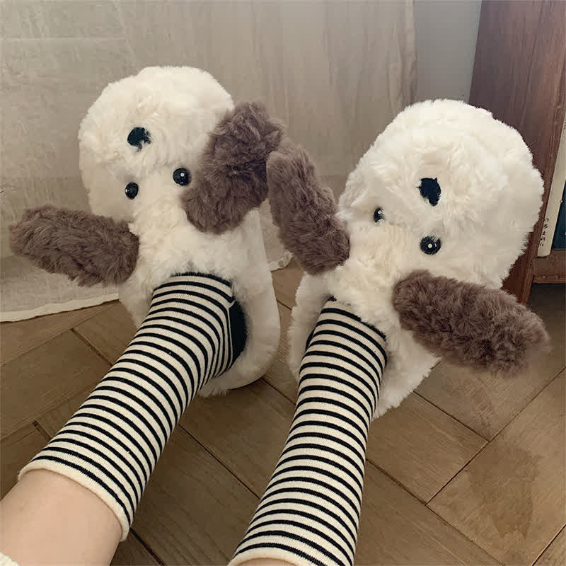 Cute Puppy Long Ears Plush Slippers