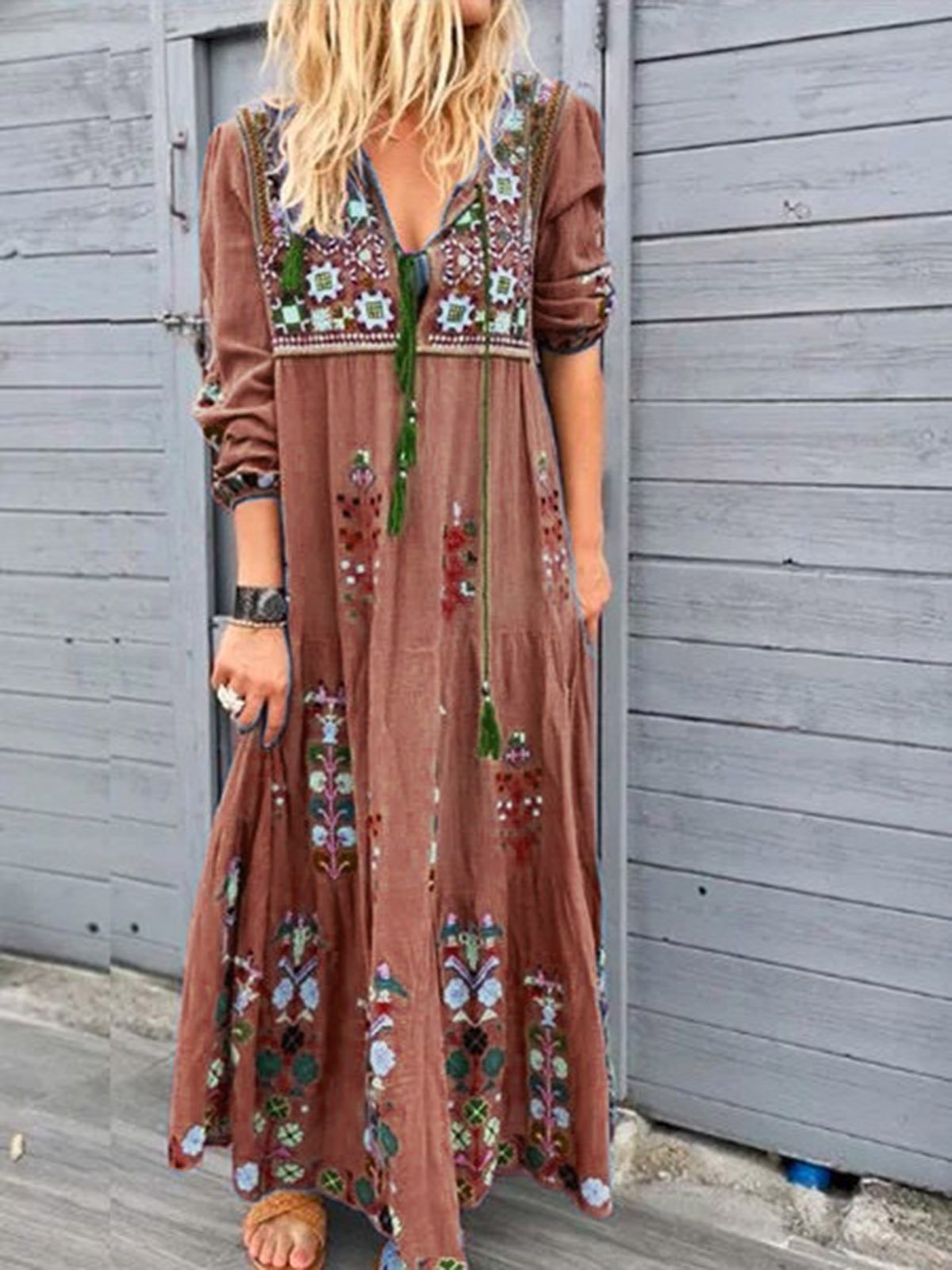 Casual Cotton-Blend Dress Women Plus Size Fashion Long Sleeve Summer Dress