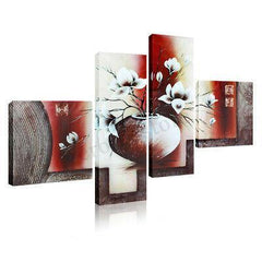 4pcs Flower Vase Prints Paintings Picture Unframed Wall Hanging Home Decor