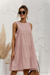 Sleeveless Round Neck Tiered Swing Dress