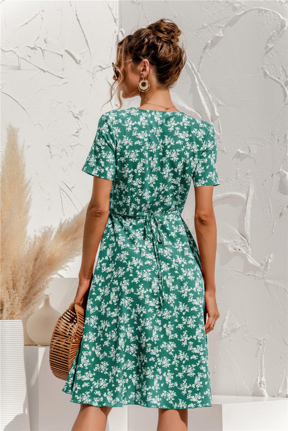 Floral Wrap Front Asymmetrical Dress