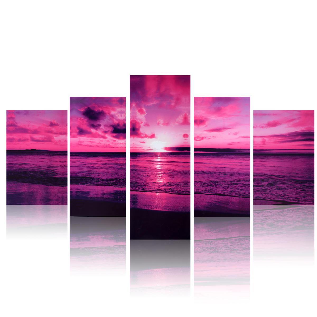 Purple Sea Sunset Modern Frameless HD Canvas Print Home Art Wall Picture Poster Wall Paintings