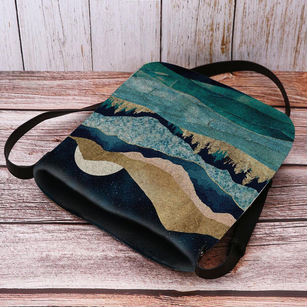 Bolso bandolera con estampado de paisaje en las copas de los árboles de montaña de fieltro para mujer Bolso bandolera 