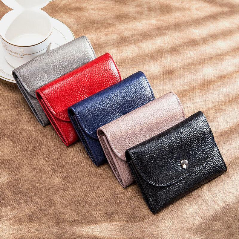 Women Genuine Leather Multifunction Lychee Pattern Coin Bag Small Wallet