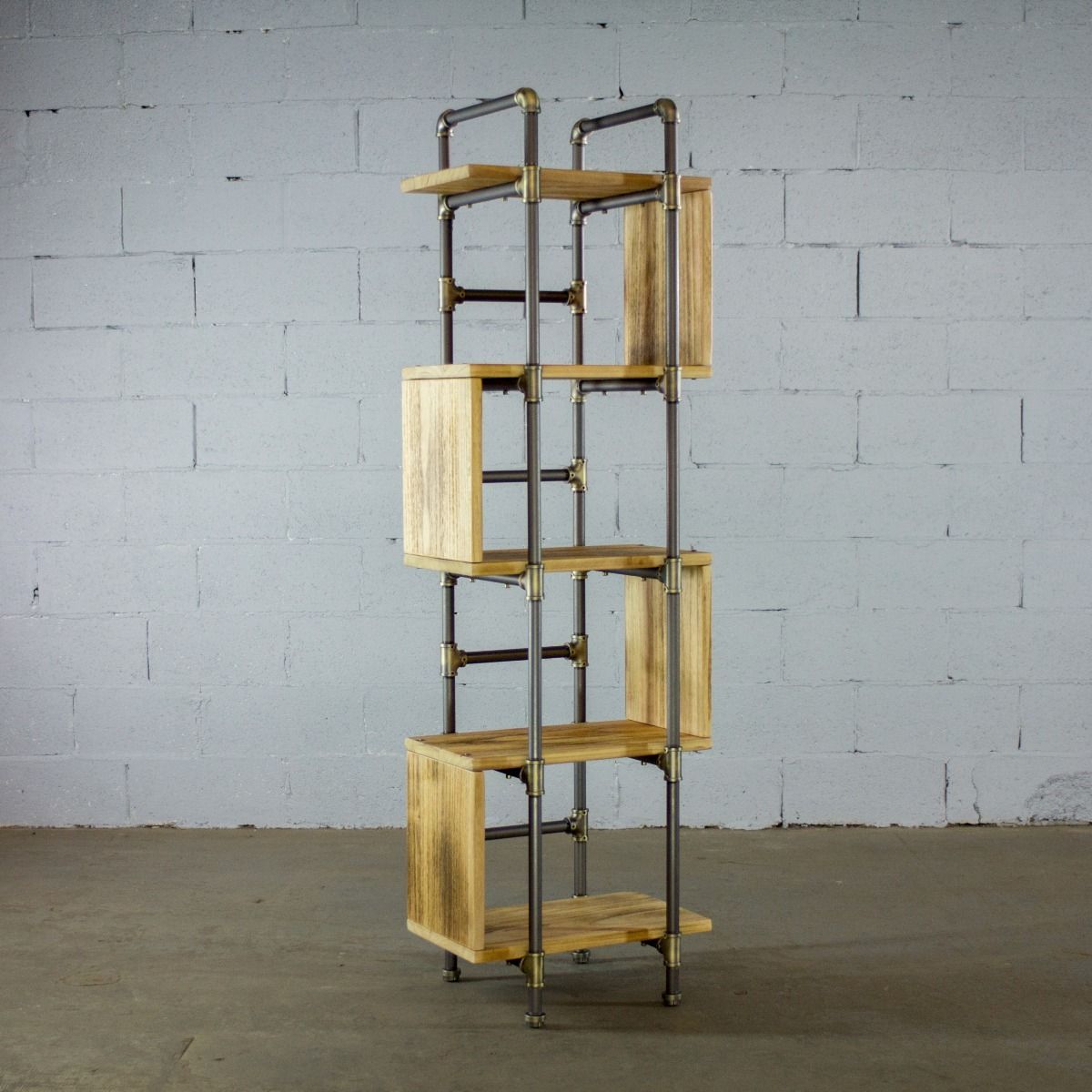 Modern Five Shelf Open Pipe Display Bookcase