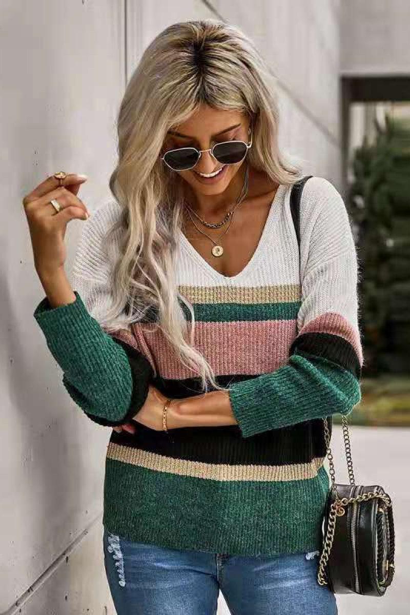 Colorblock Drop Shoulder Sweater