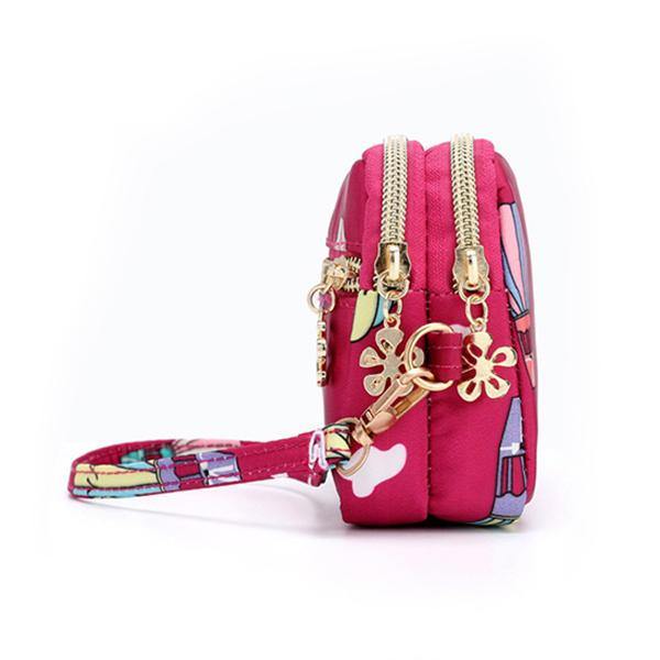 Bolso de mano con diseño de galaxia de nailon para mujer, monedero, cartera para teléfono 