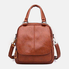 Women PU Leather Multi-Carry Vintage Waterproof Crossbody Bag Shoulder Bag Backpack