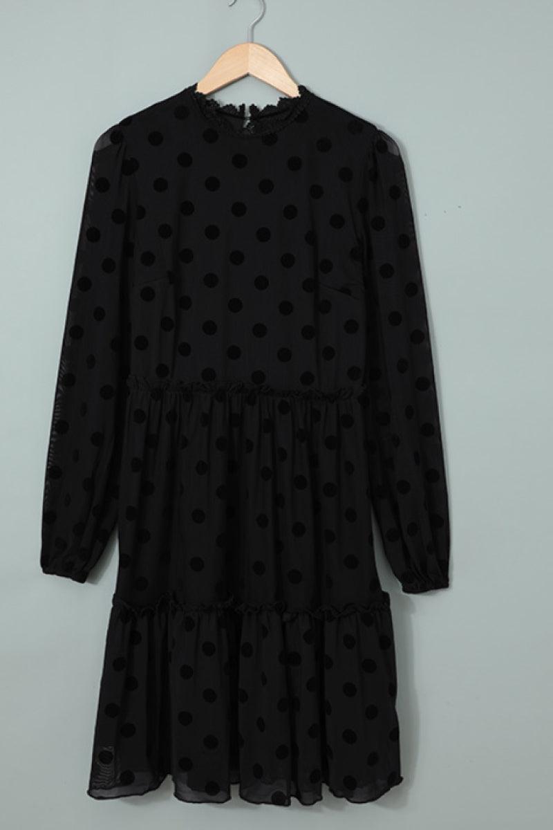 Swiss Dot Ruffle Hem Smock Dress