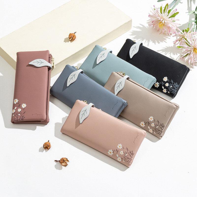 Women 13 Card Slots Bifold Flower Printed Long Wallet Clutches Bag