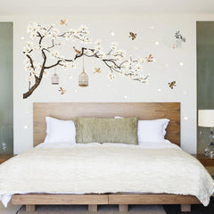 White Blossom Tree Branch Wall Sticker Cherry Blossom Decals Mural Decor