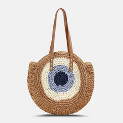 Bolso de paja con rayas simples para mujer, bolso de mano, bolso de playa Retro 