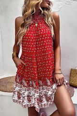 Bohemian Floral Print Casual Mini Dress