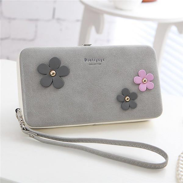 Women Flower 5.5 Inch Phone PU Wallet Case Cover Long Wallet