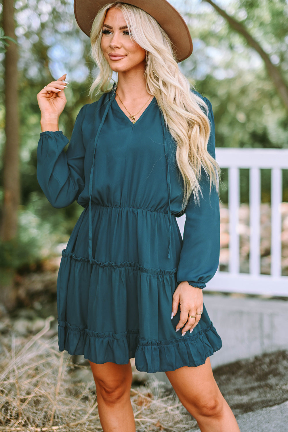 Long Sleeve Ruffle Tiered Dress