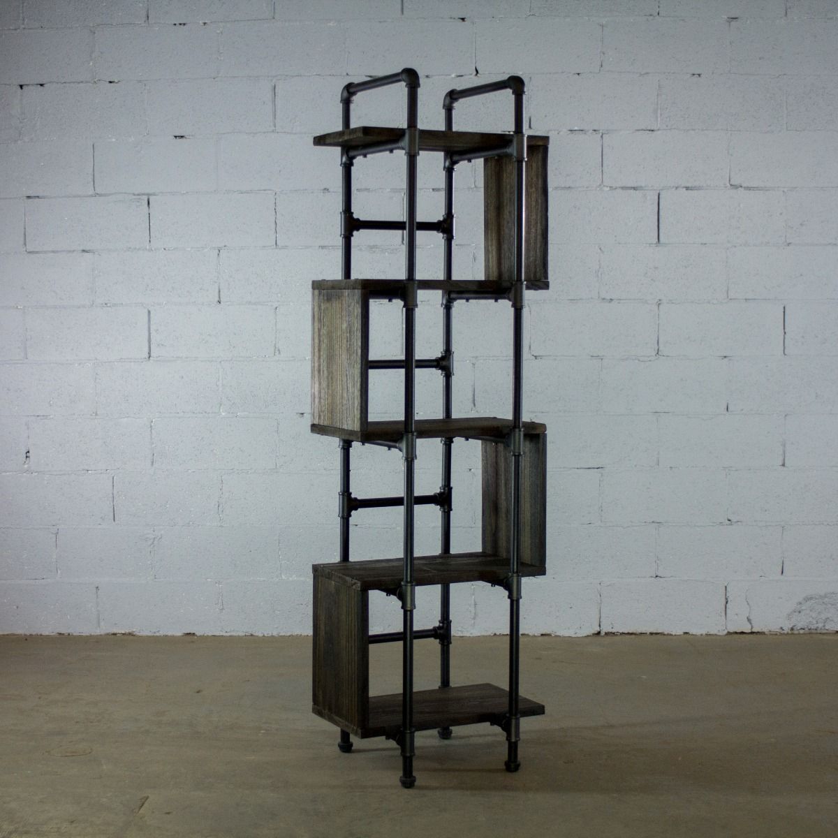 Modern Five Shelf Open Pipe Display Bookcase