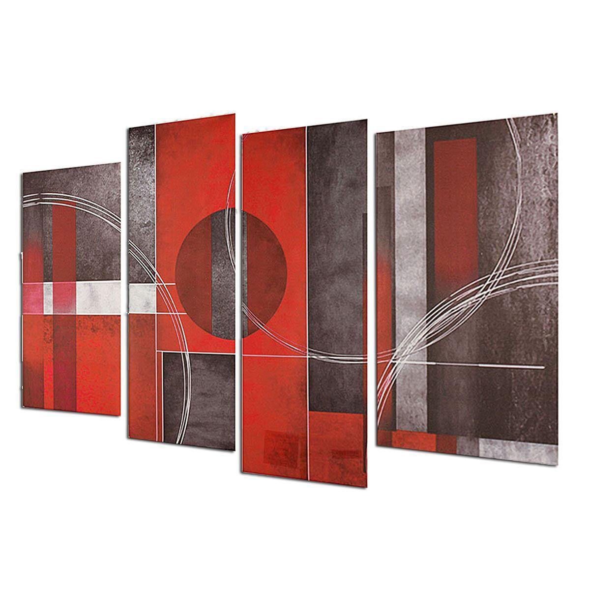 4pcs Abstract Art Red&Black Wall Oil Paintings Canvas Pictures Modern Home Decor